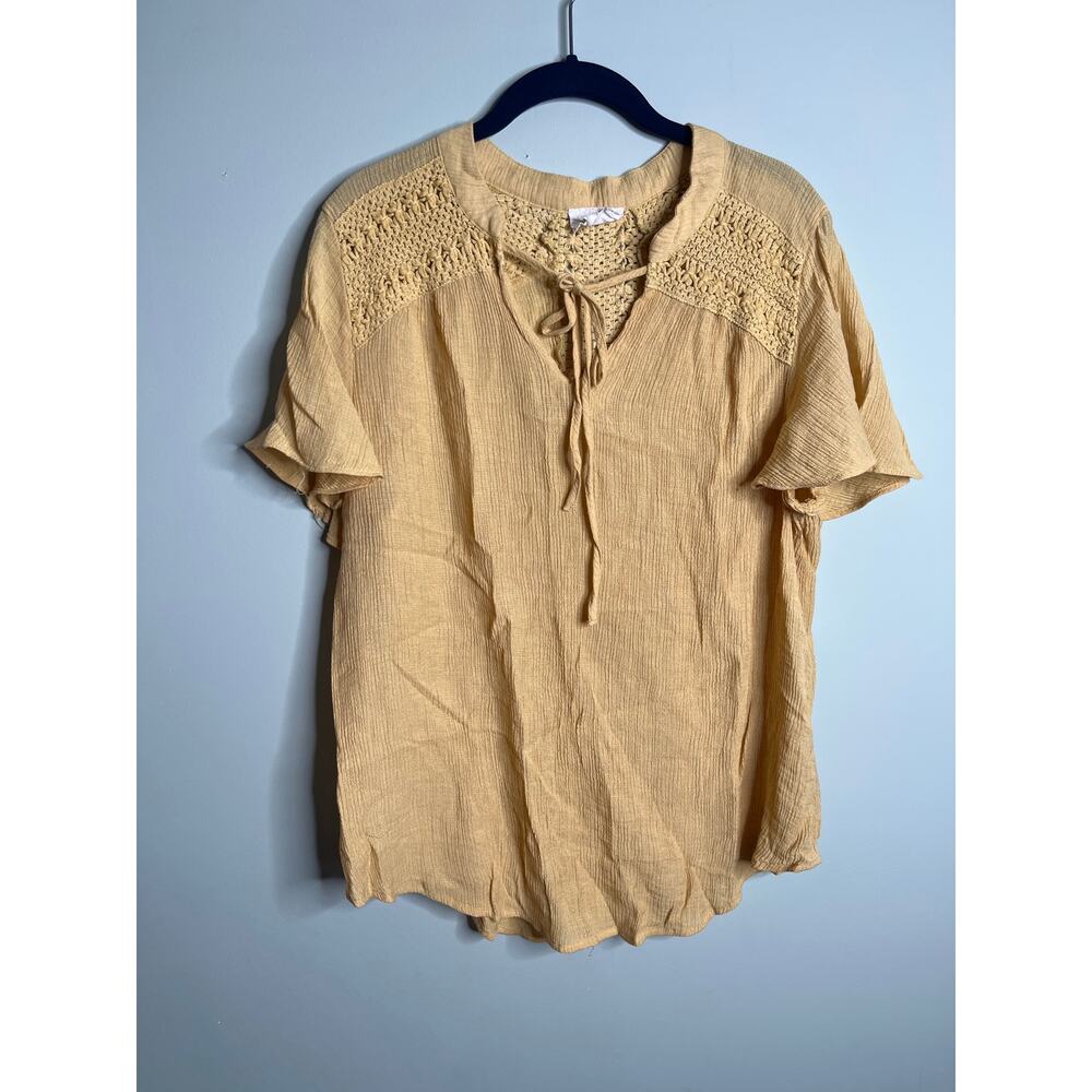 Perch by Blu Pepper Gold Blouse 2X*